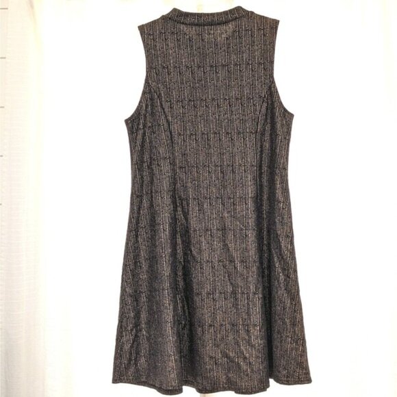 Stella‎ Luce Dress Women's Medium Fit & Flare Sleeveless Black Bronze Metallic - Picture 2 of 8